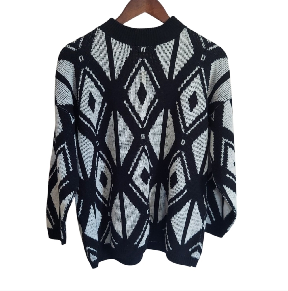 Vintage 90's American Pride Geometric Diamond Pattern Over-Size Crewneck USA